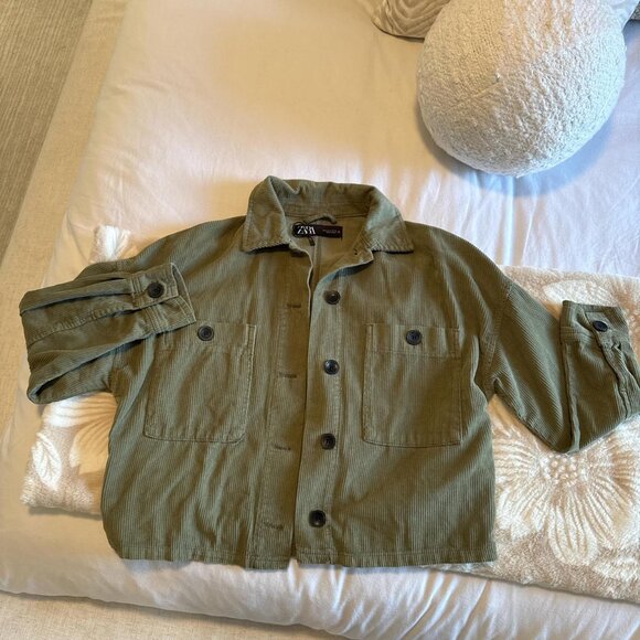 Zara Women's Green and Khaki Jacket - Picture 1 of 4